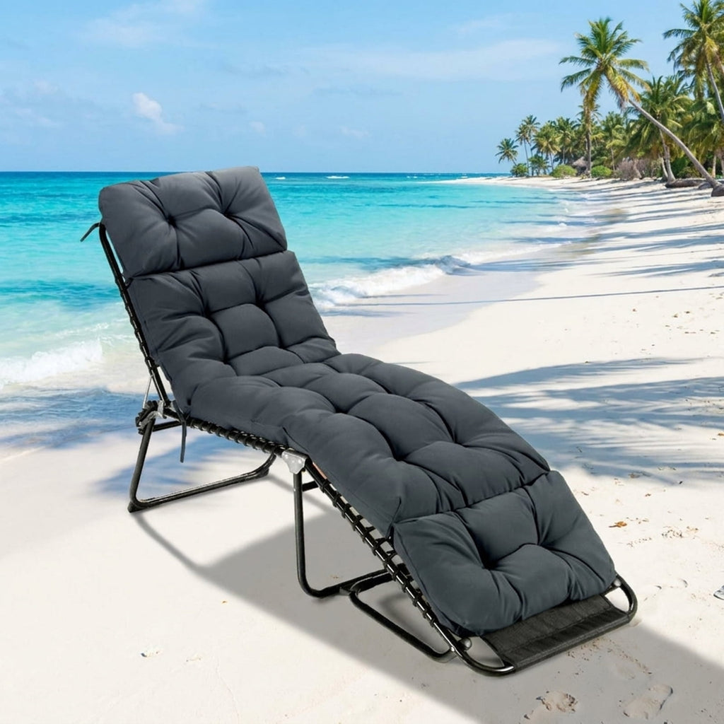 Biotree Outdoor Lounge Chaise Cushion with String Ties for Garden Poolside Comfortable Patio Chair Cushion PadGray