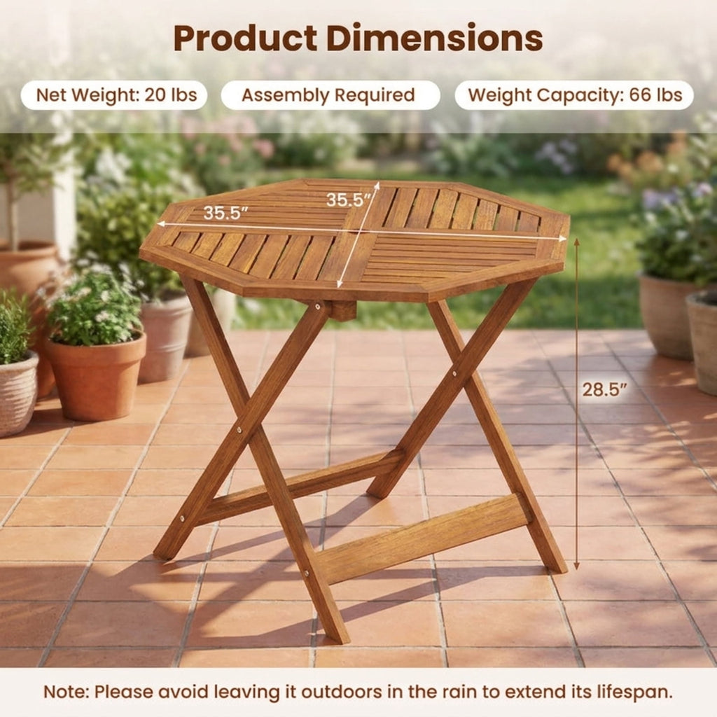 Biotree 35.5 Inch Solid Wood Patio Dining Table Octagon Table with 1.97 Inch Umbrella Hole, Natural