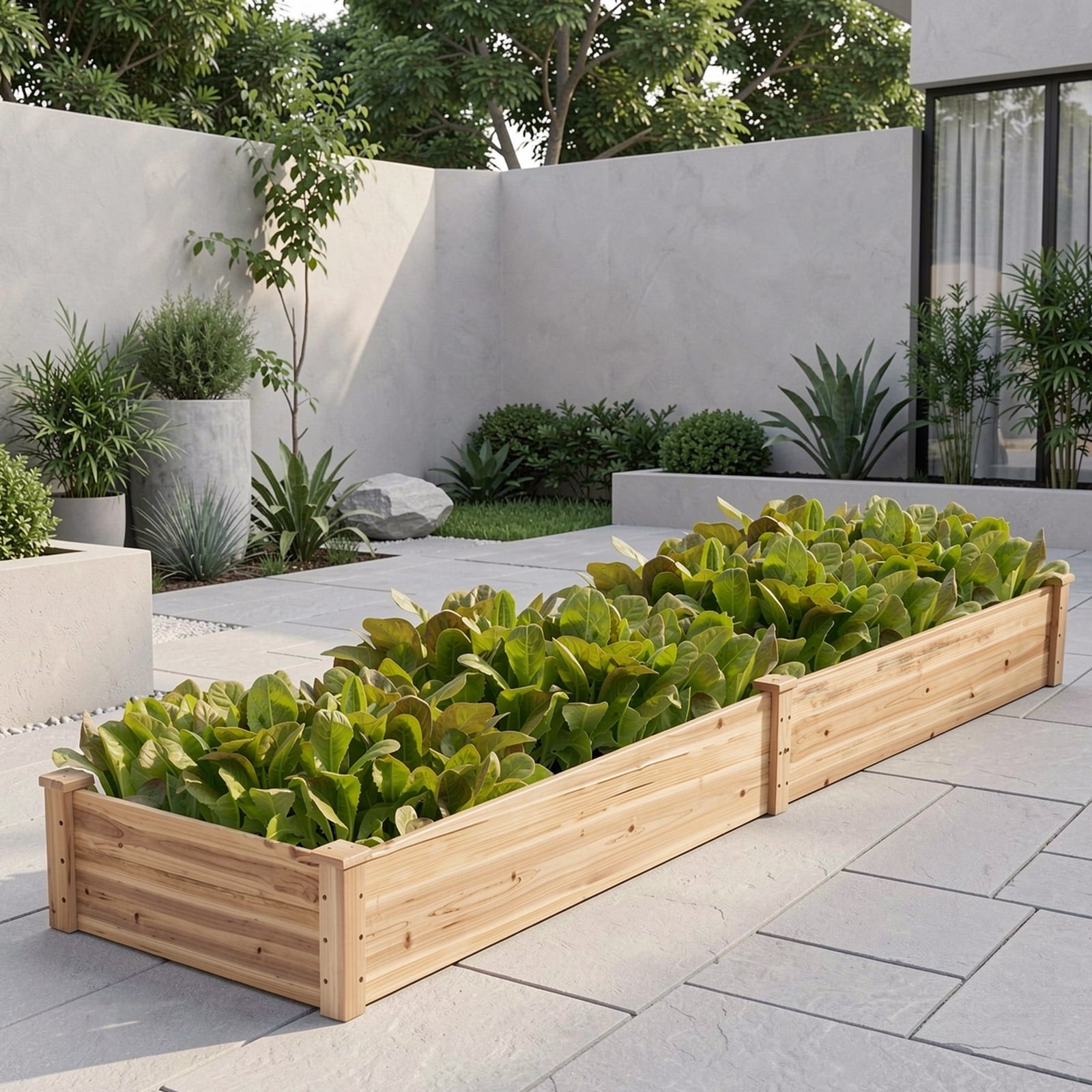 Biotree Wooden Vegetable Raised Garden Bed for Backyard Patio Balcony Outdoor Herbs Vegetables Flowers