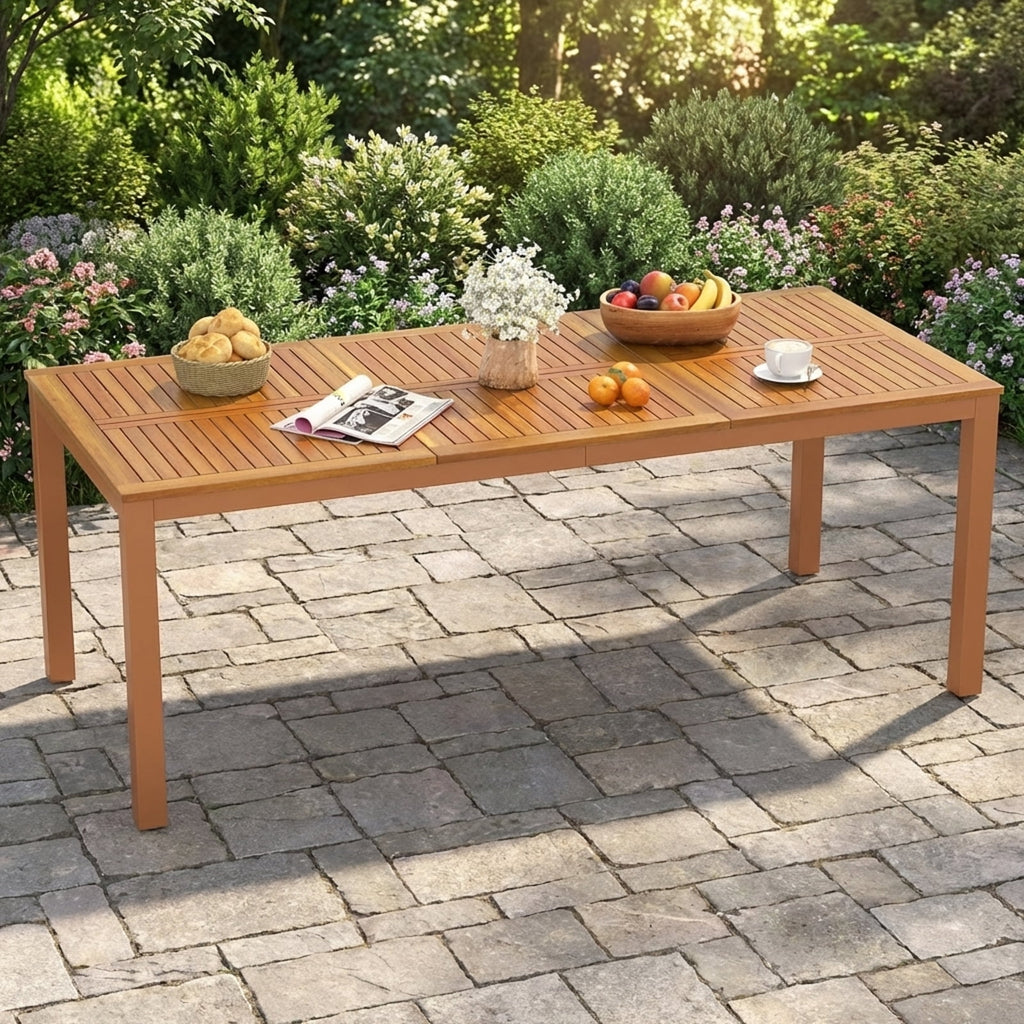 Biotree 79 In Acacia Wood Dining Table for 8 with Umbrella Hole