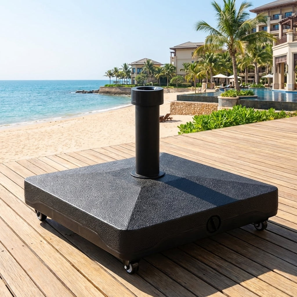 Biotree Fillable Umbrella Base Stand with Lockable Universal Wheels - Heavy Duty Outdoor Patio Stand