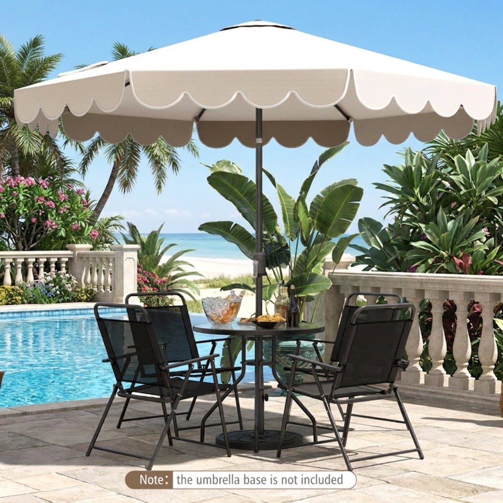 Biotree 10 ft Market Patio Umbrella with Crank and Tilt, 8 Sturdy Ribs, Vented Canopy - Beige for Backyard