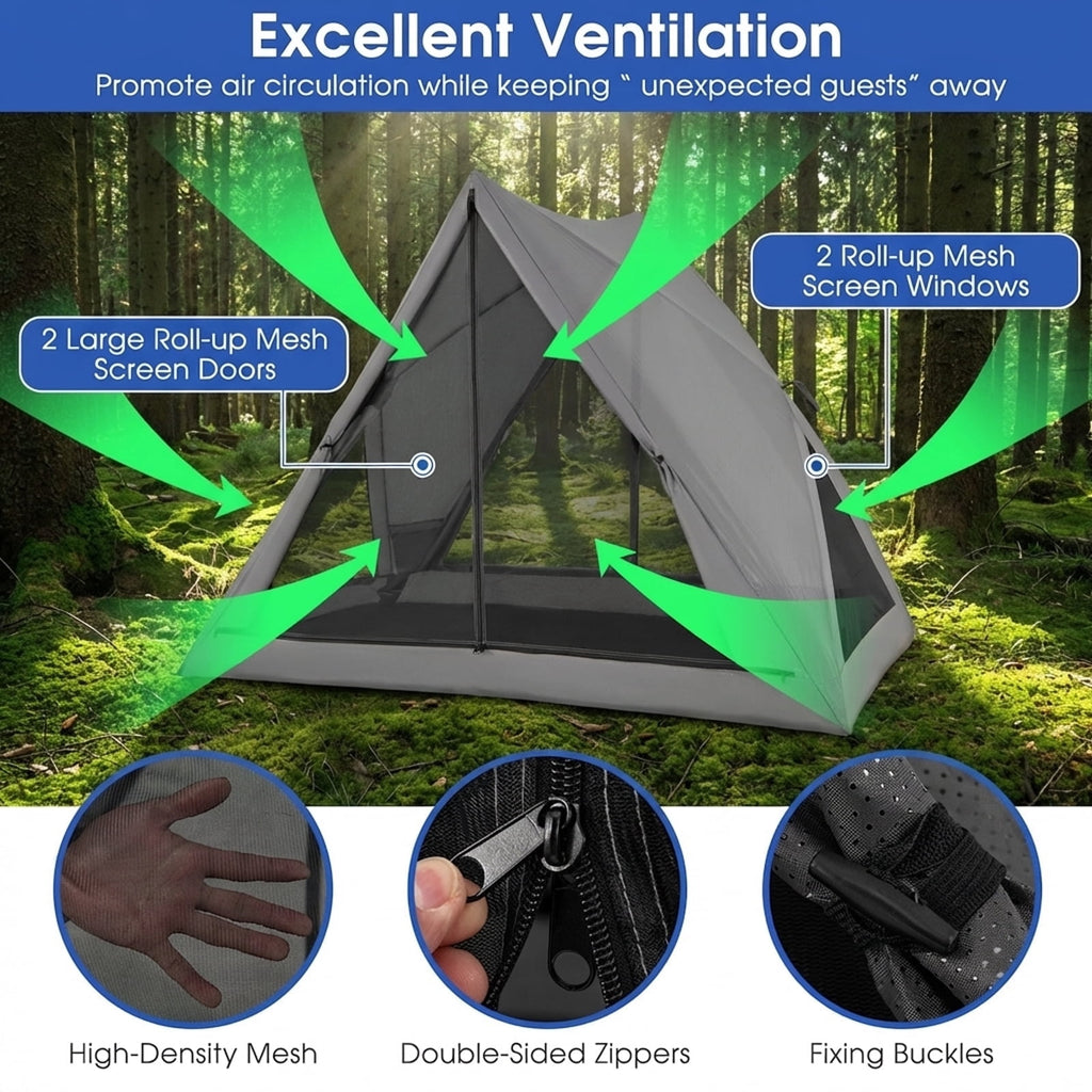 Biotree Instant Pop Up 2-3 Person Camping Tent with Rainfly and Carry Bag for Hiking Backpacking, Gray