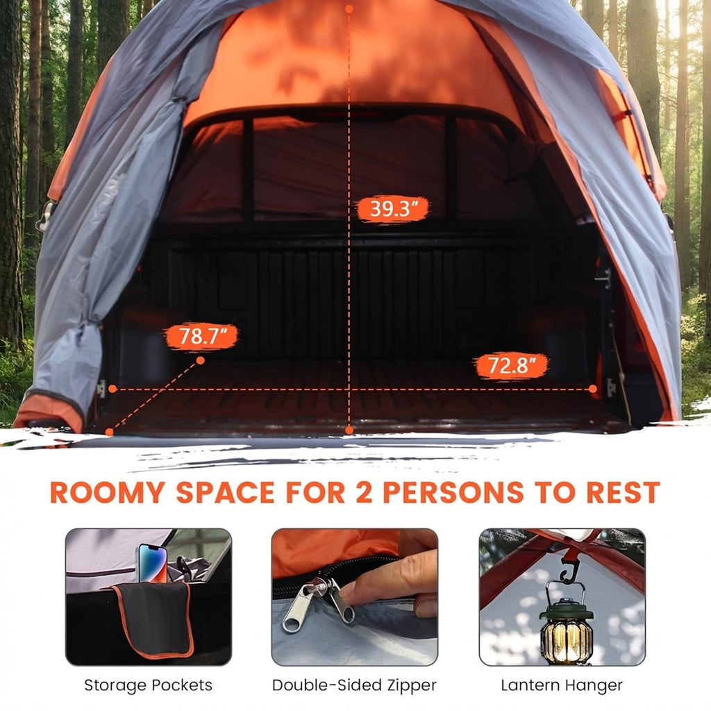 Biotree 2 Person Portable Pickup Truck Bed Tent with Carry Bag for Outdoor Camping Adventures