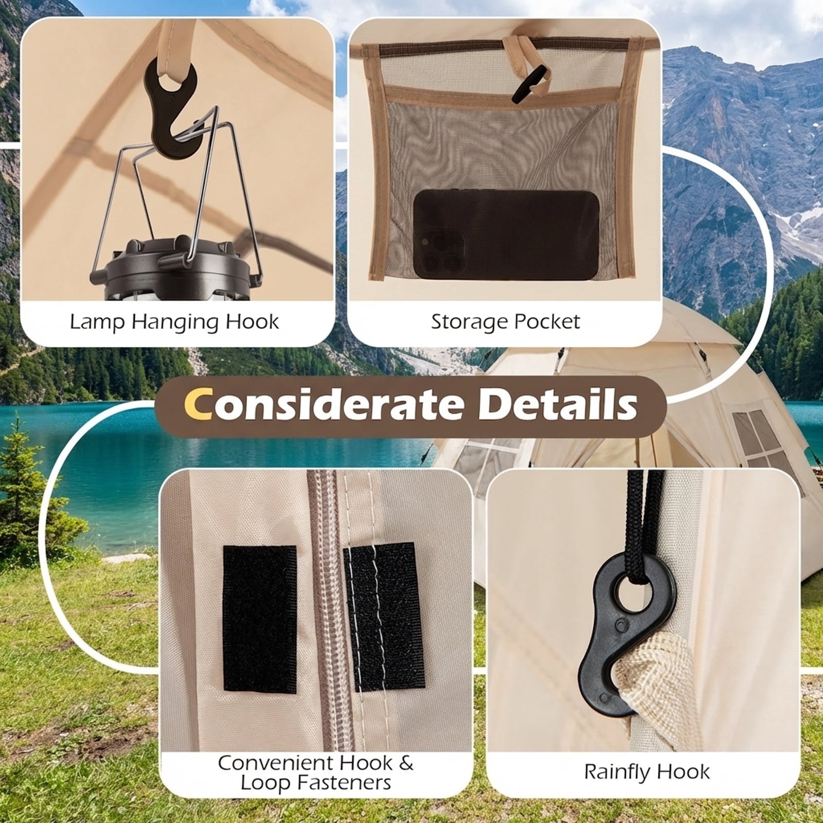 Biotree 4 Person Camping Tent with Mesh Windows and Carrying Bag for Family Camping Hiking