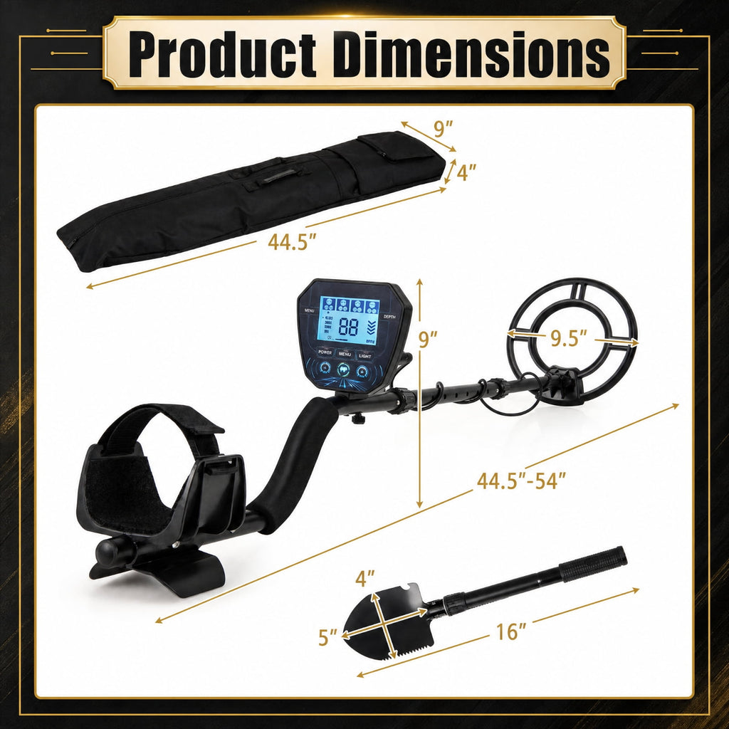 Biotree Metal Detector with Backlit LCD, 4 Detection Modes, 10-Inch Detection Depth, Waterproof 9.5-Inch Coil and Accessories, Black