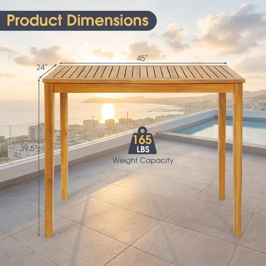 Biotree Rectangular Indoor and Outdoor Bar Height Table for Garden, Teak