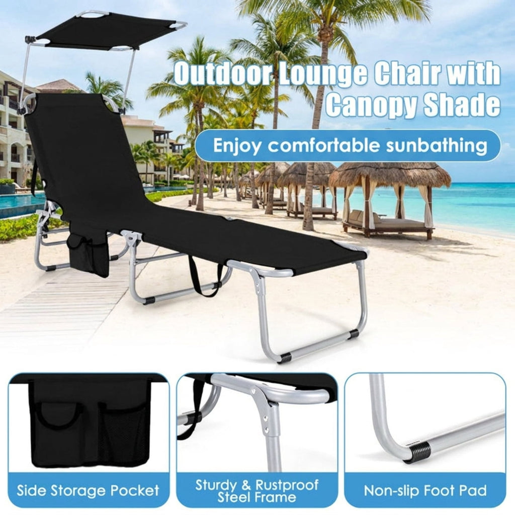 Biotree Set of 2 Portable Reclining Chair with 5 Adjustable Positions Stackable Patio Chair for Garden BackyardBlack