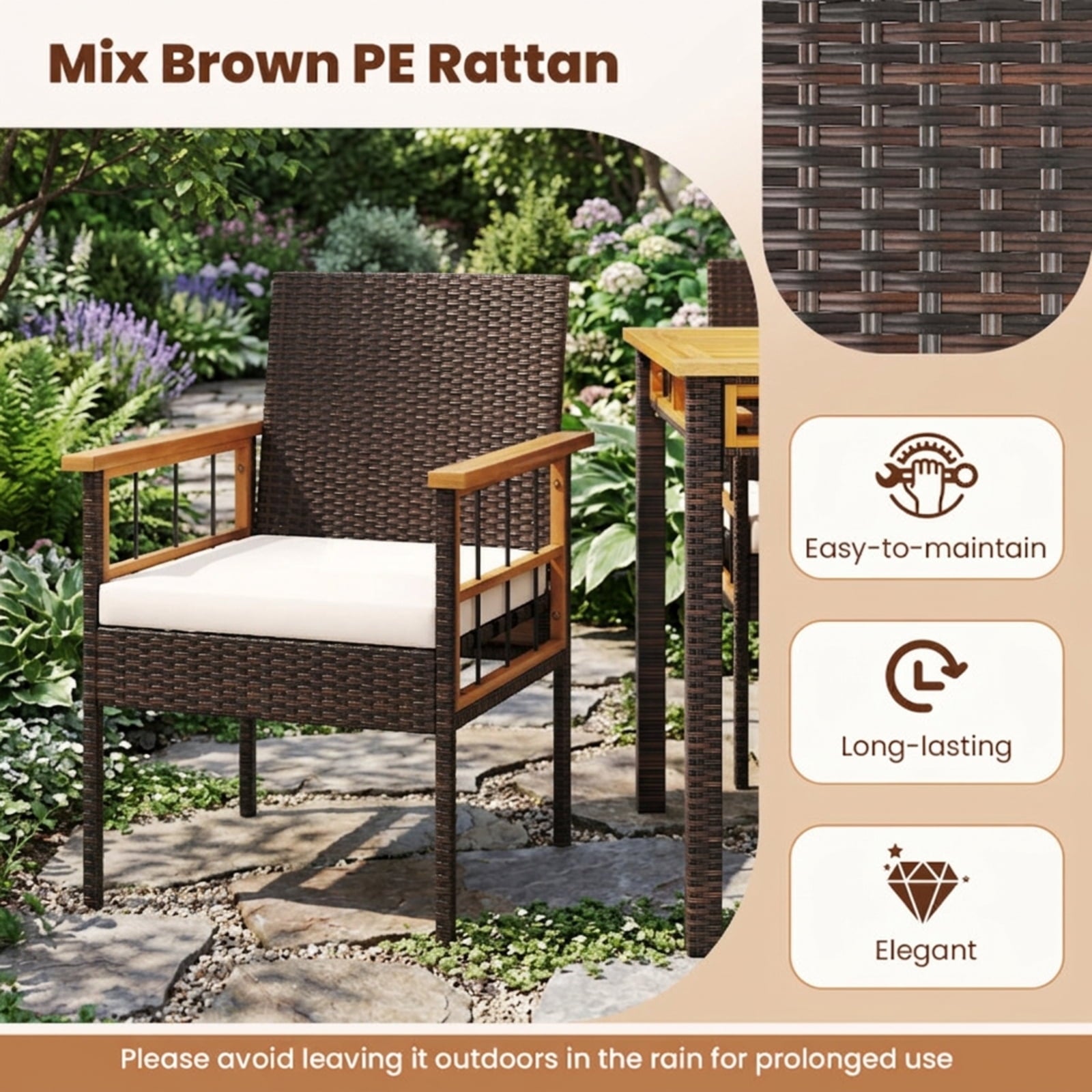 Biotree Patio Dining Chairs Set of 2 with Soft Cushions Stackable Patio Chair for Garden BackyardWhite