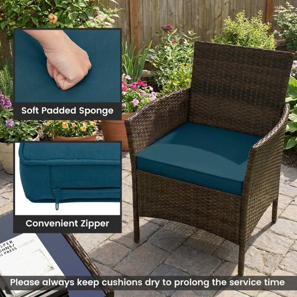 Biotree 4 Piece Patio Rattan Conversation Set with Cozy Seat Cushions Outdoor Conversation Set for Garden Backyard PorchPeacock Blue