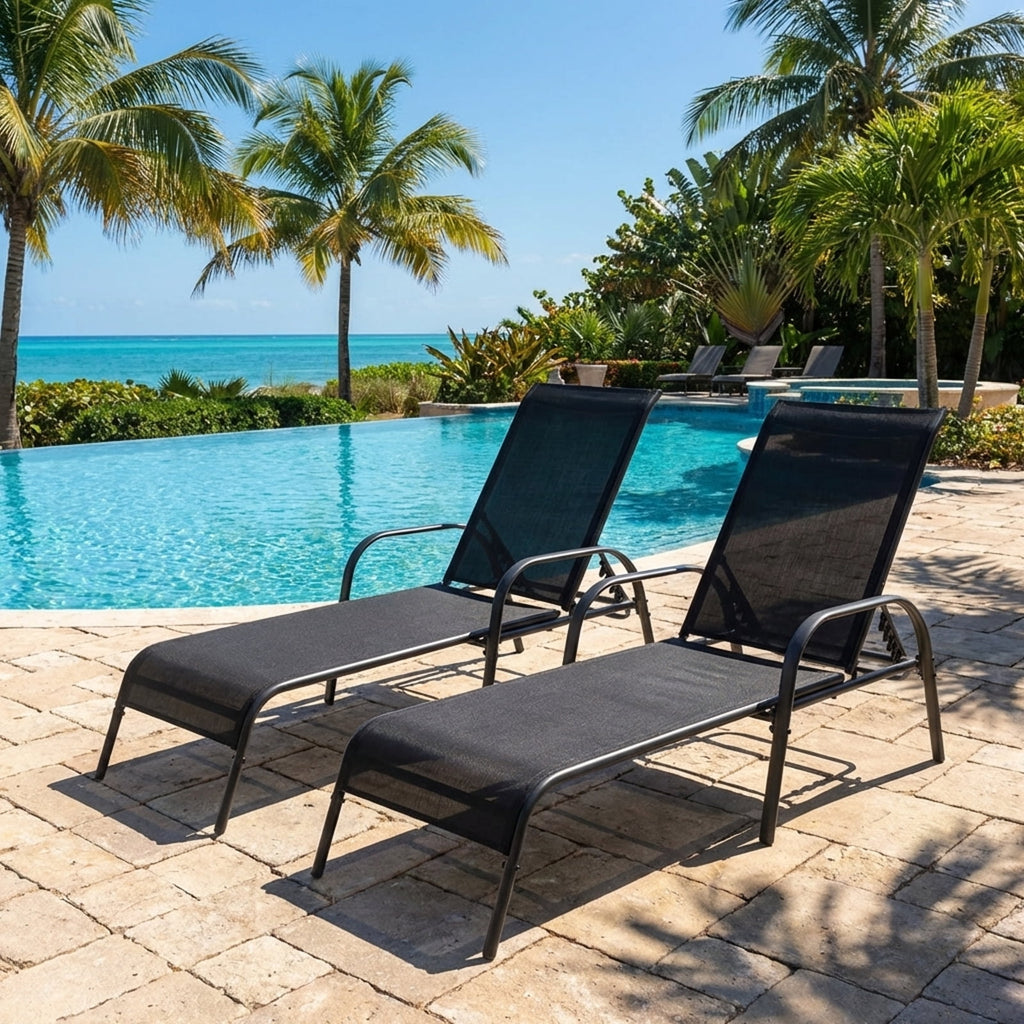 Biotree 2-Pack Patio Chaise Lounge with Adjustable Reclining