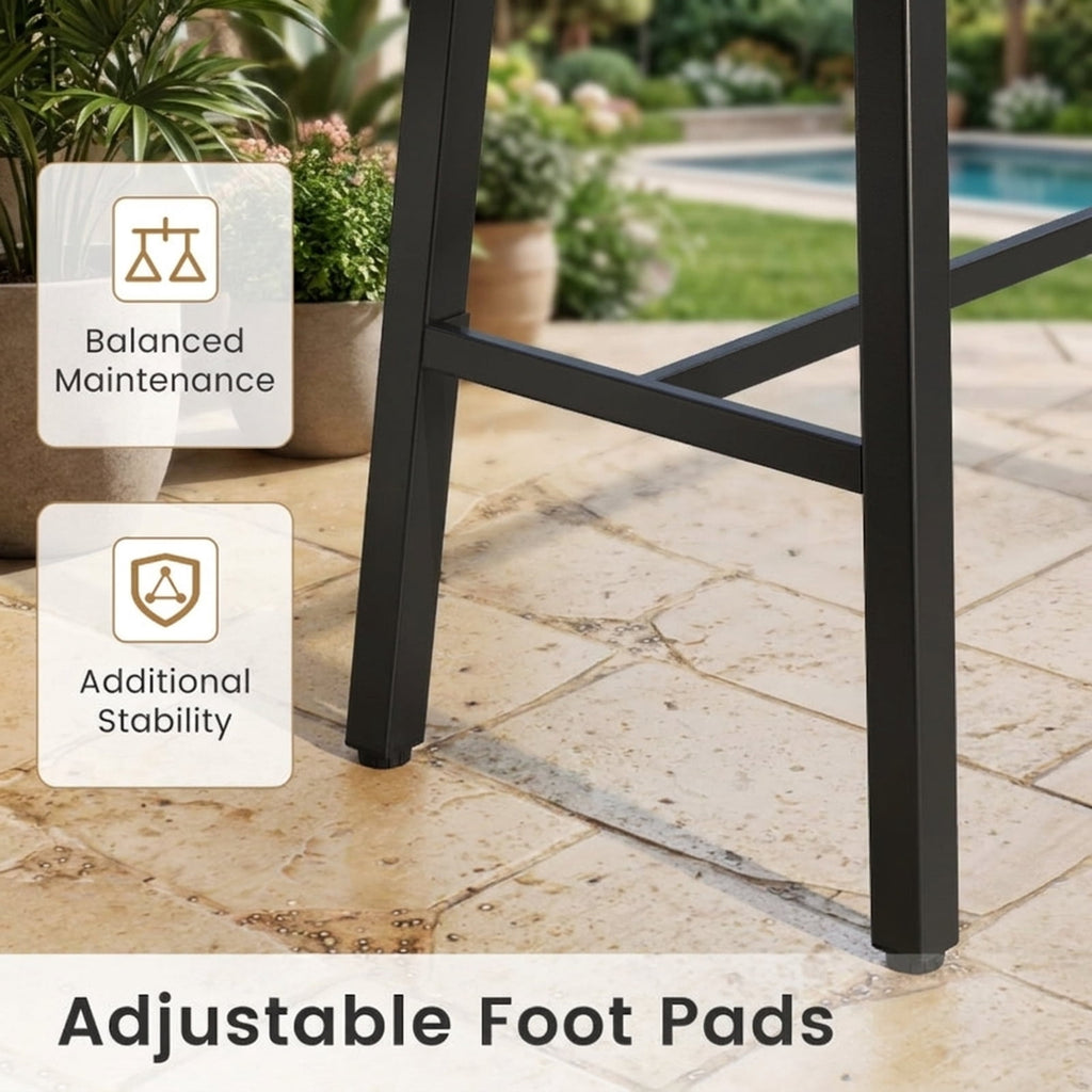 Biotree 36 Inches Patio Counter Height Bar Table with Adjustable Foot Pads, Black