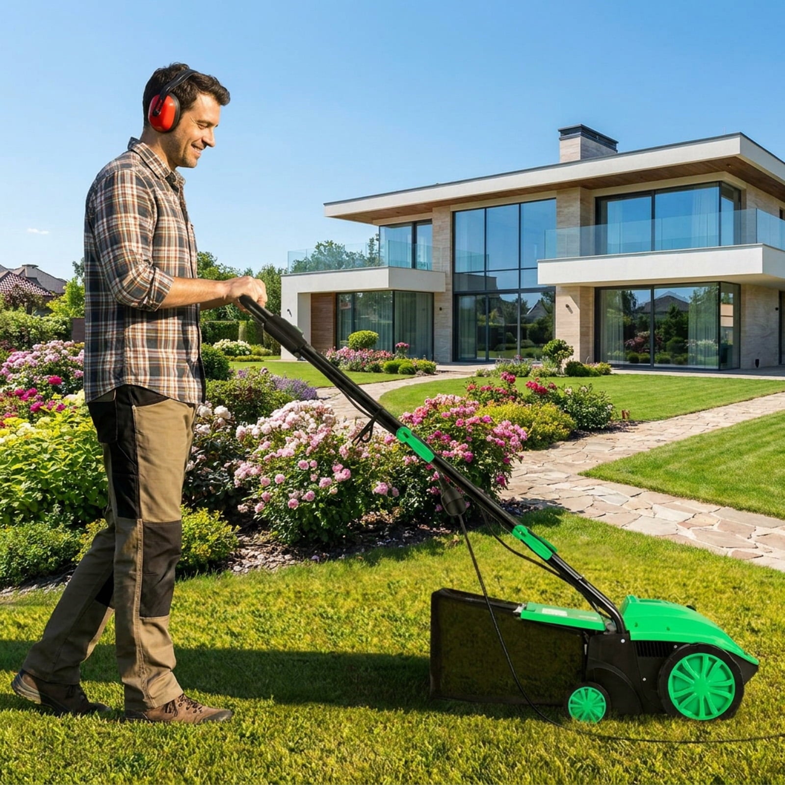 Biotree 13 Inch 12 Amp Electric Scarifier with Collection Bag and Removable Blades for Lawn Garden Yard Soil Care, Green