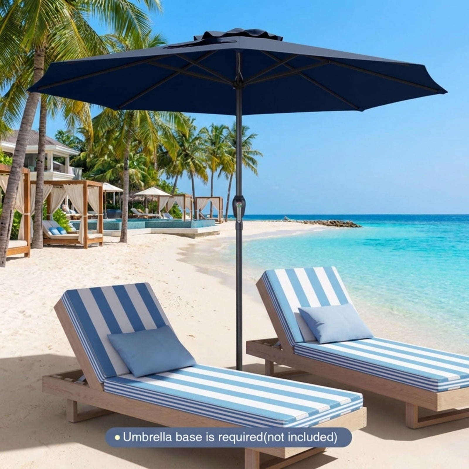 Biotree 8.5 ft Market Patio Umbrella with Crank and Tilt, 8 Sturdy Ribs, Vented Canopy - Navy Blue for Backyard