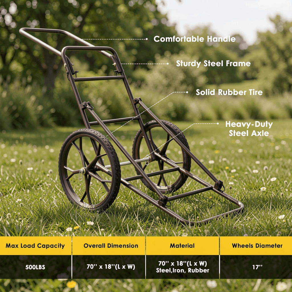 Biotree Larger Capacity Folding Deer Game Cart with Wheels Heavy Duty Hunting Cart for Hauling Deer Elk Game, Camouflage