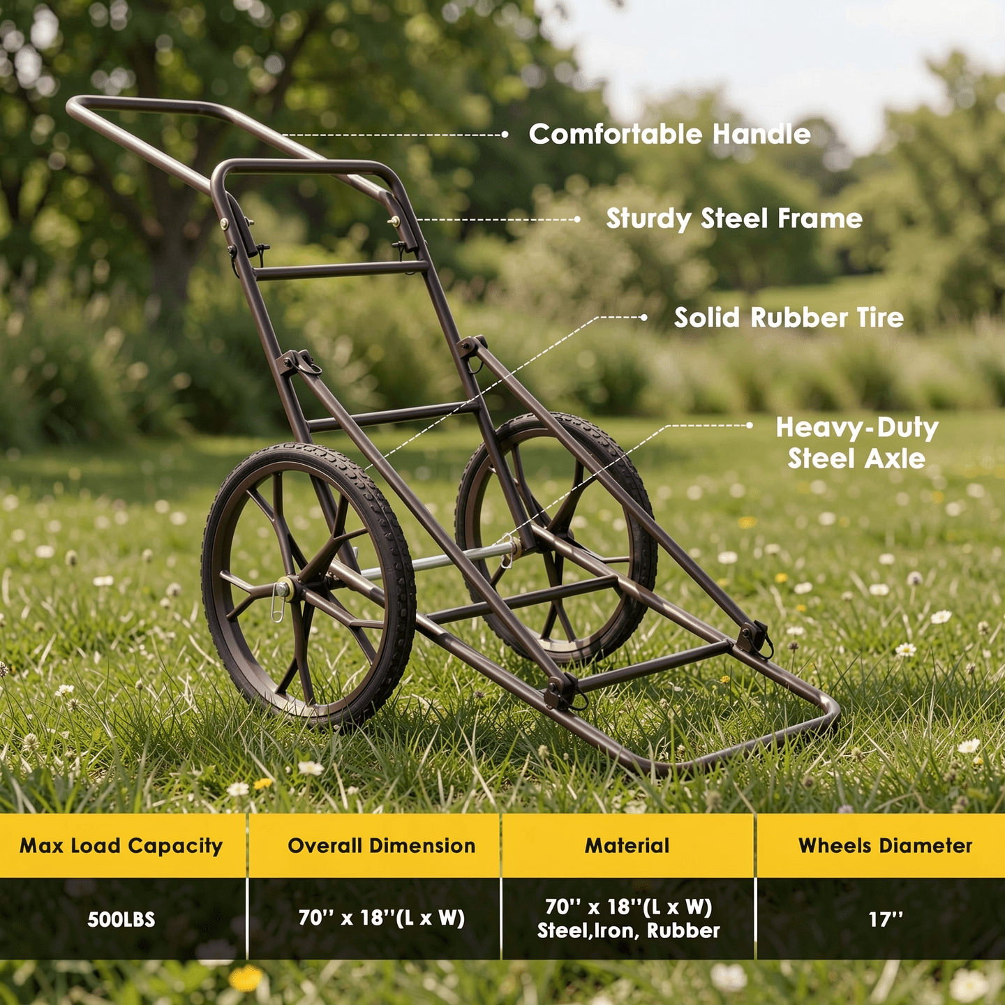 Biotree Larger Capacity Folding Deer Game Cart with Wheels Heavy Duty Hunting Cart for Hauling Deer Elk Game, Camouflage