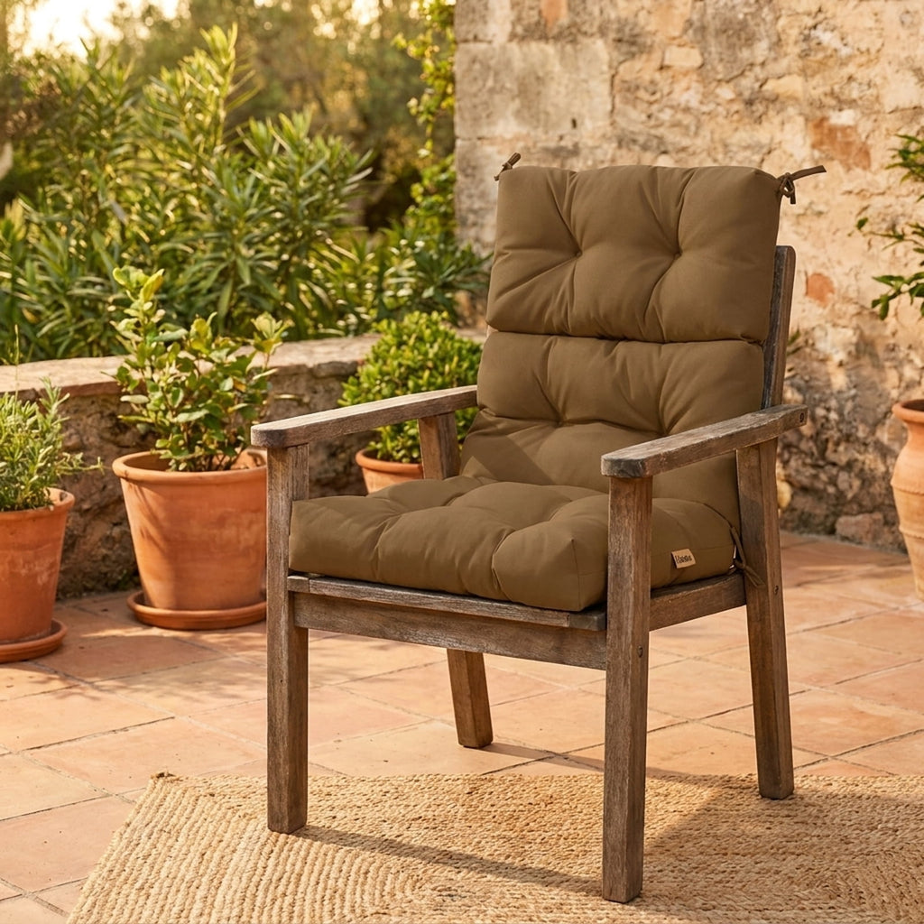Biotree 22 X 44 Inch Tufted Outdoor Patio Chair Seating Pad Comfortable Patio Chair Cushion PadBrown