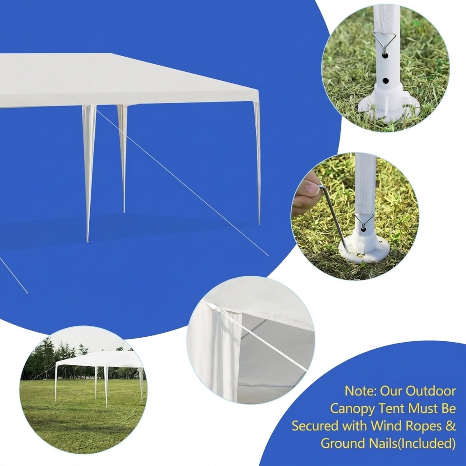 Biotree 10 x 20 Feet Waterproof Canopy Tent with Tent Peg and Wind Rope Party Wedding Event Camping Outdoor