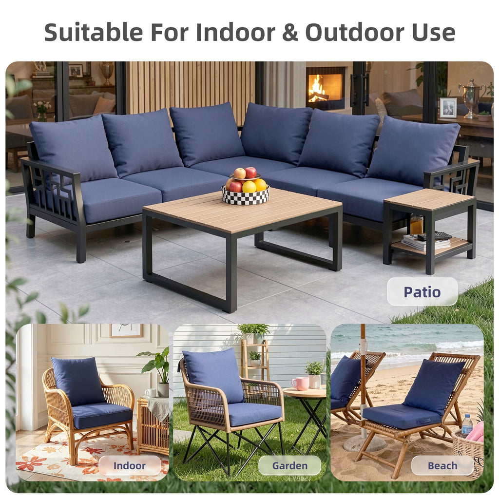 Biotree Outdoor Seat Cushions for Chairs,Waterproof Fade-Resistant Patio Furniture Replacement Cushions with Removable Cover,Blue