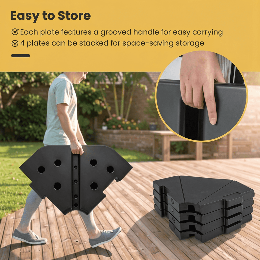 Biotree 4-Piece Fillable Umbrella Base Stand for Garden Yard Poolside - Heavy Duty Outdoor Patio Stand
