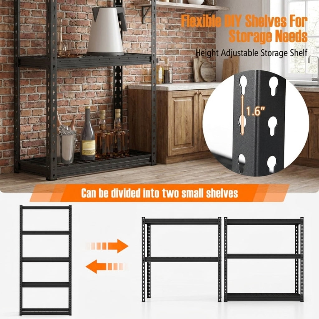 Biotree 5-Tier Metal Shelving Unit Anti-Slip Foot Pad Height Adjustable 1100 lbs Garage - Black