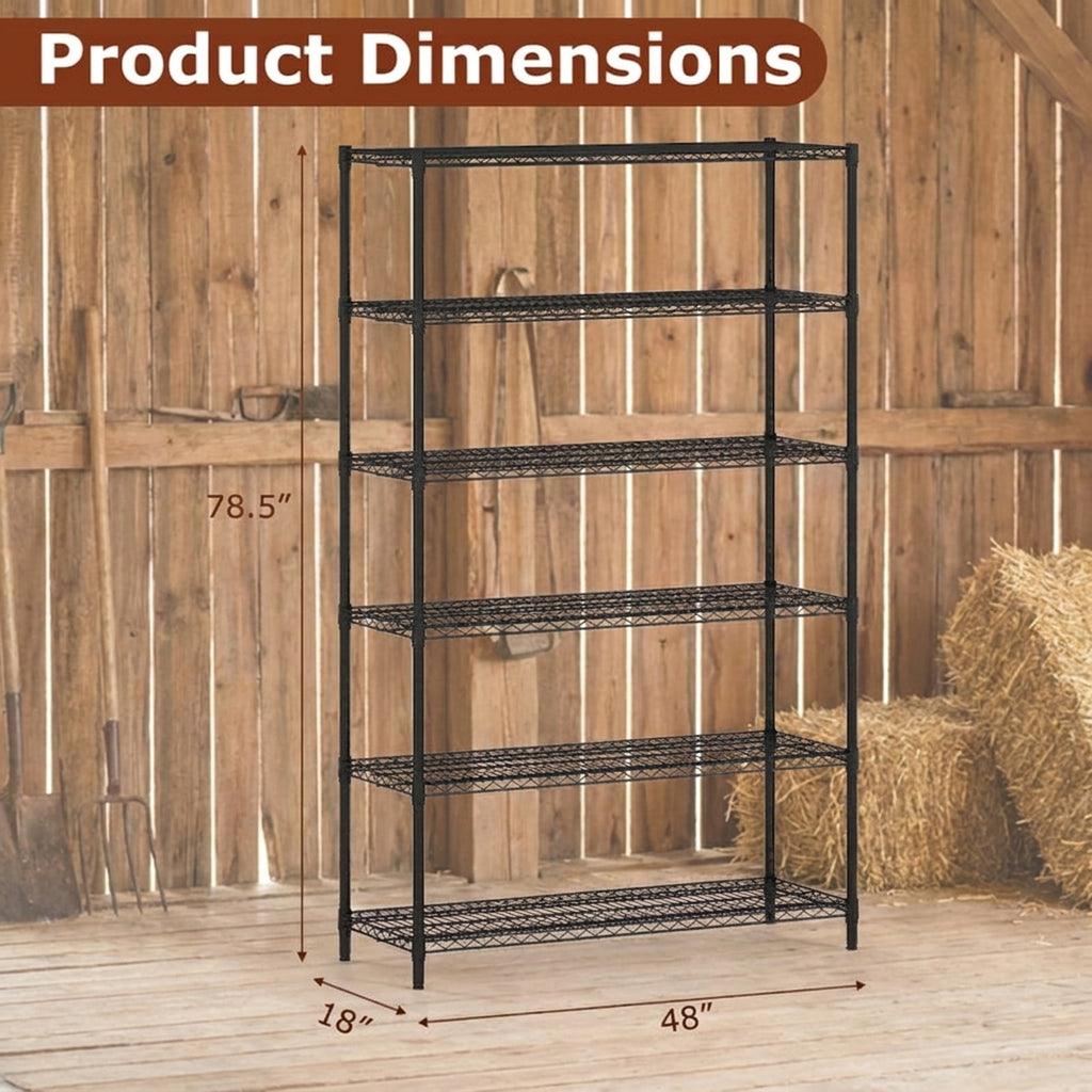 Biotree 6-Tier Metal Storage Shelving Unit 4800 lbs V-Shaped Wire Rack Garage - Black