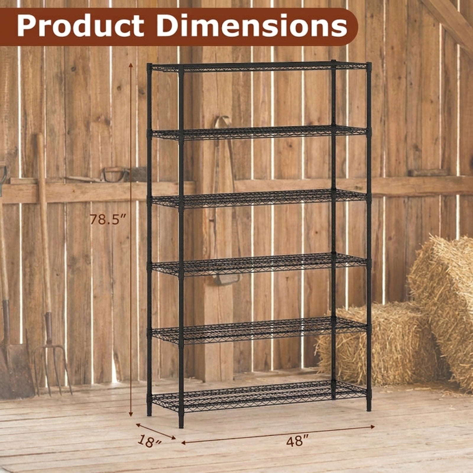Biotree 6-Tier Metal Storage Shelving Unit 4800 lbs V-Shaped Wire Rack Garage - Black