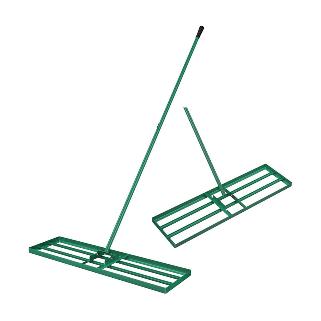 Biotree 36 x 10 Inch Lawn Leveling Rake with Ergonomic Handle for Lawn Garden Yard Soil Care, Green