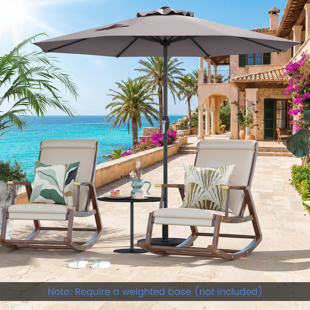 Biotree 8.5 ft Market Patio Umbrella with Crank and Tilt, 8 Sturdy Ribs, Vented Canopy - Gray for Backyard