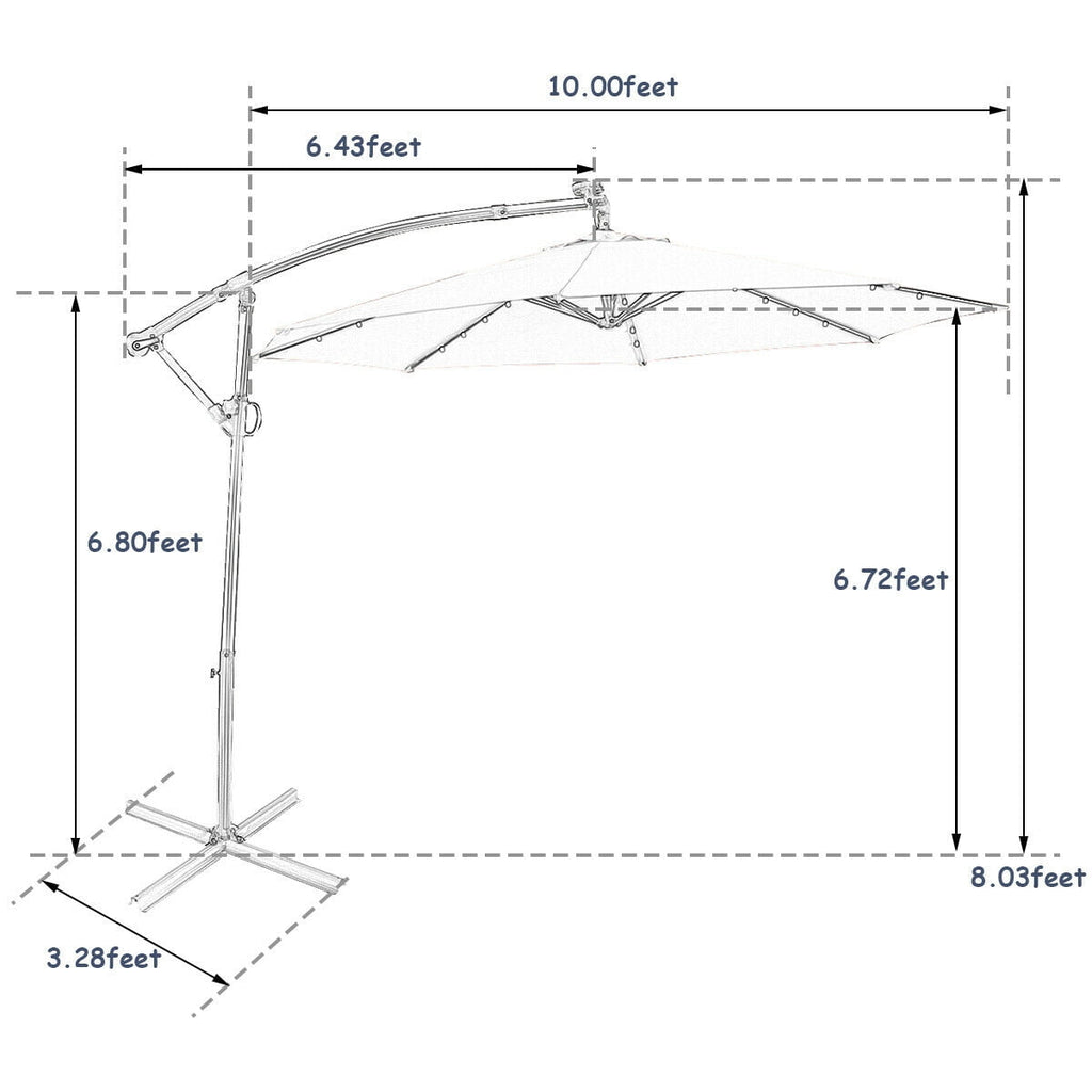 Biotree 10 ft 360¡ã Rotation Solar Powered LED Patio Offset Umbrella without Weight Base-Navy Outdoor