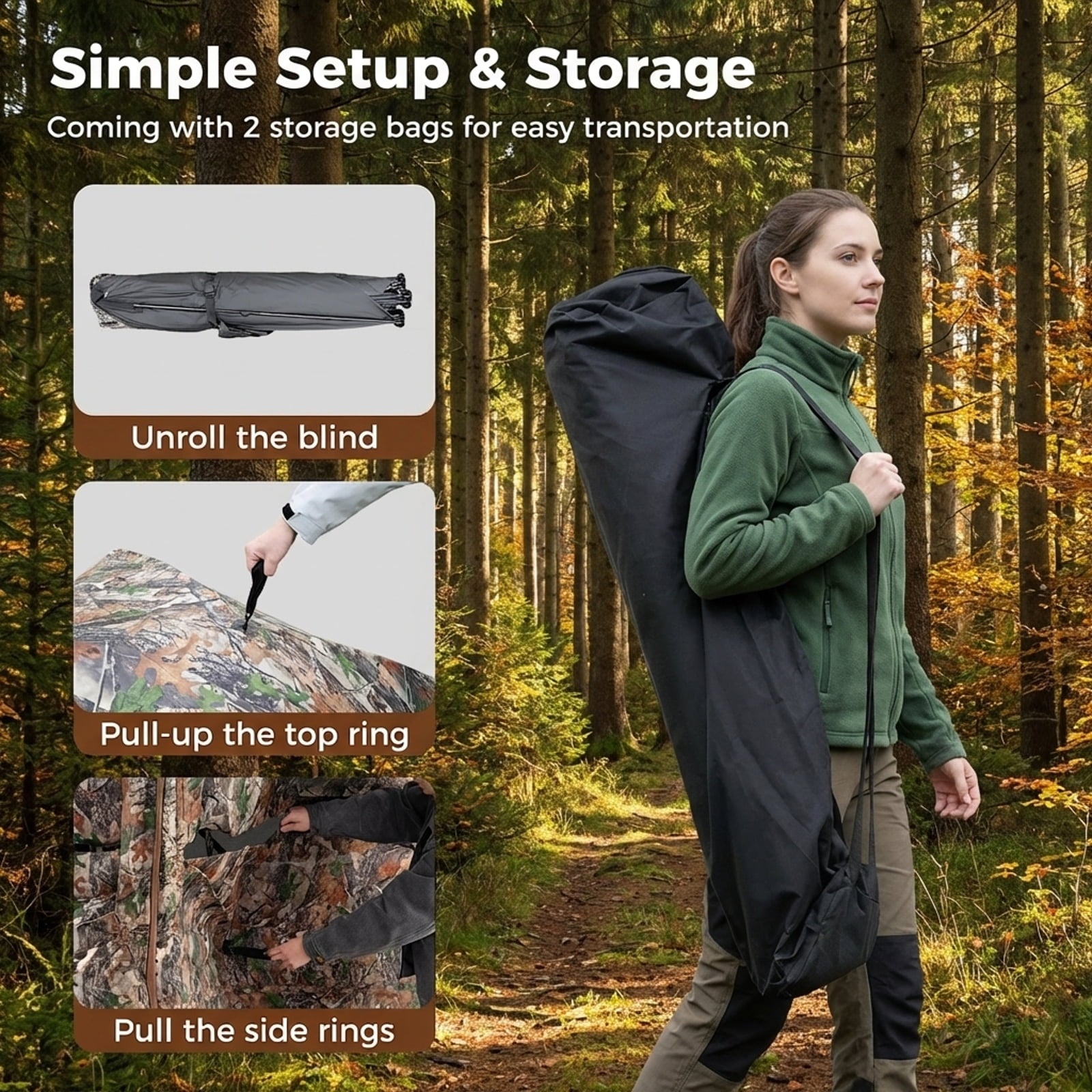 Biotree 2-6 Person Portable Pop Up Hunting Blind with Storage Pockets for Ground Deer Turkey Hunting