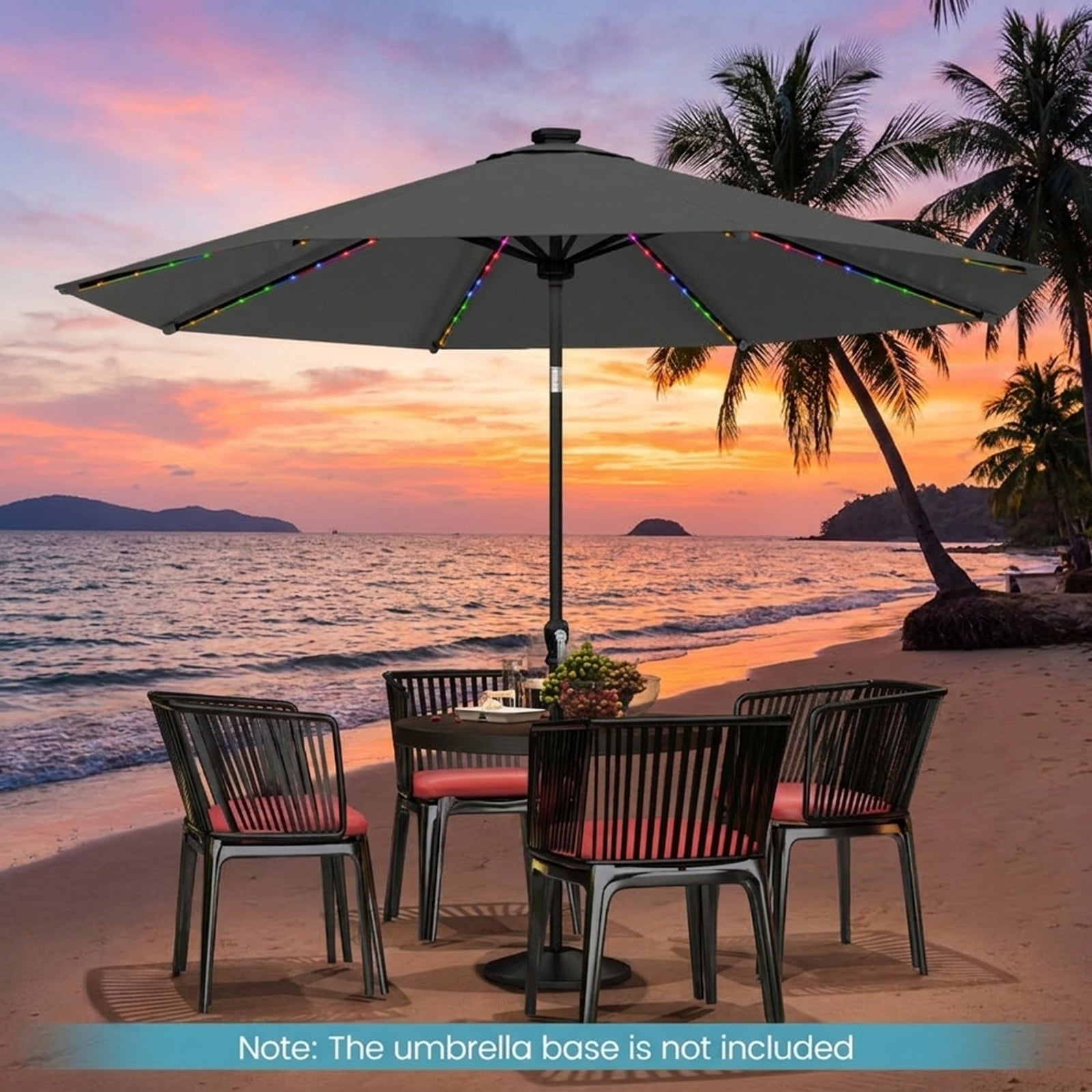 Biotree 10 ft Market Patio Umbrella with Crank and Tilt, 8 Sturdy Ribs, Vented Canopy - Gray for Backyard