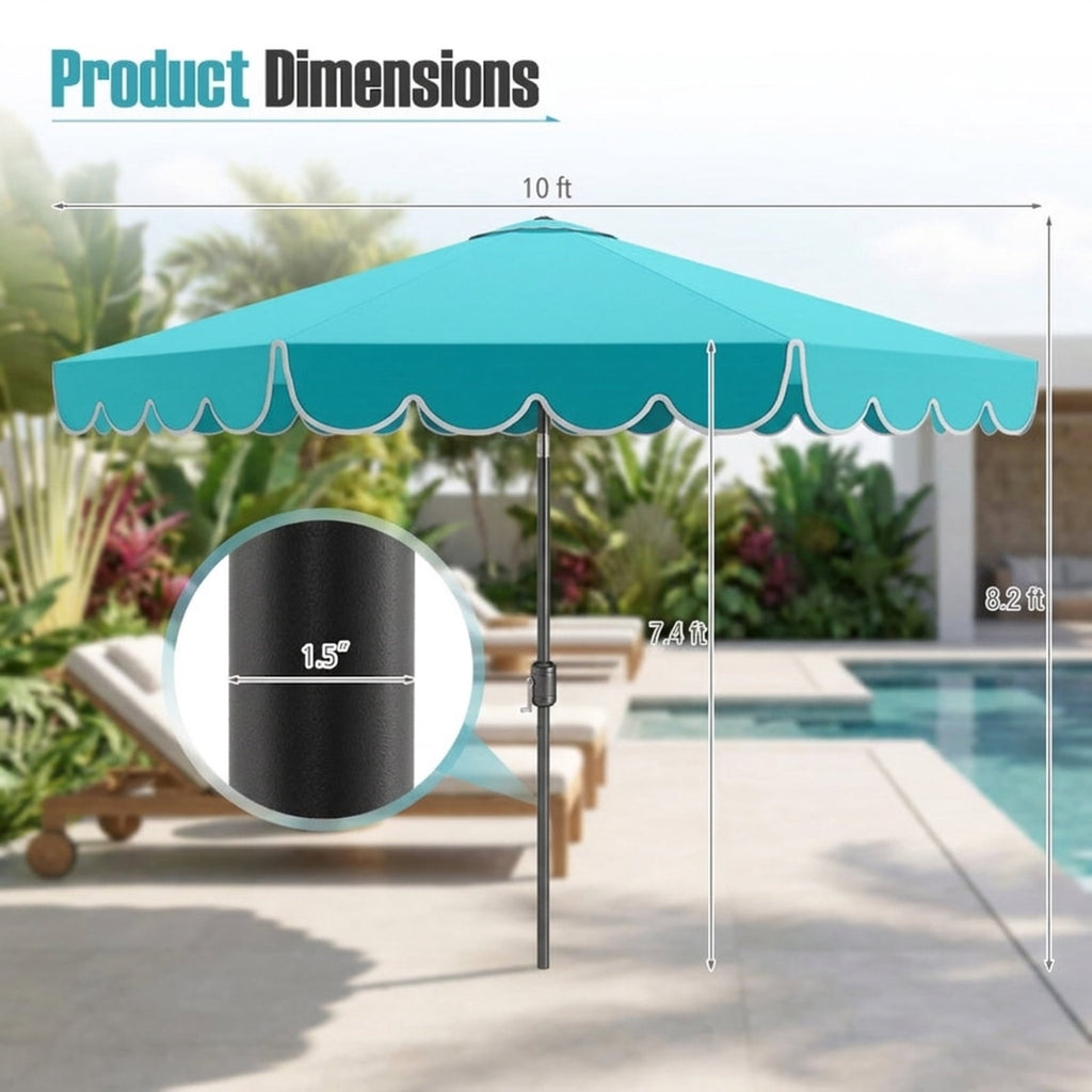 Biotree 10 ft Market Patio Umbrella with Crank and Tilt, 8 Sturdy Ribs, Vented Canopy - Multicolor for Backyard