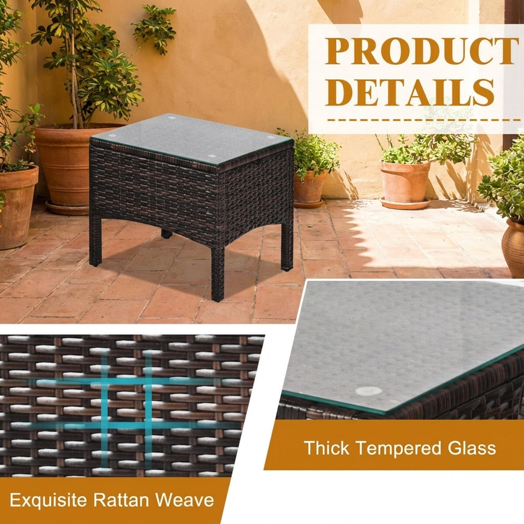 Biotree 3-Piece Patio Rattan Conversation Set-Beige