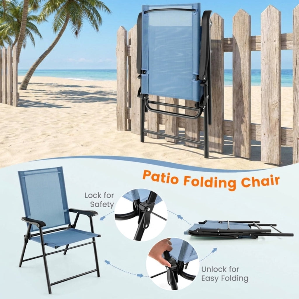 Biotree 2 Set of Patio Dining Chair with Armrests and Metal Frame Stackable Patio Chair for Garden BackyardBlue