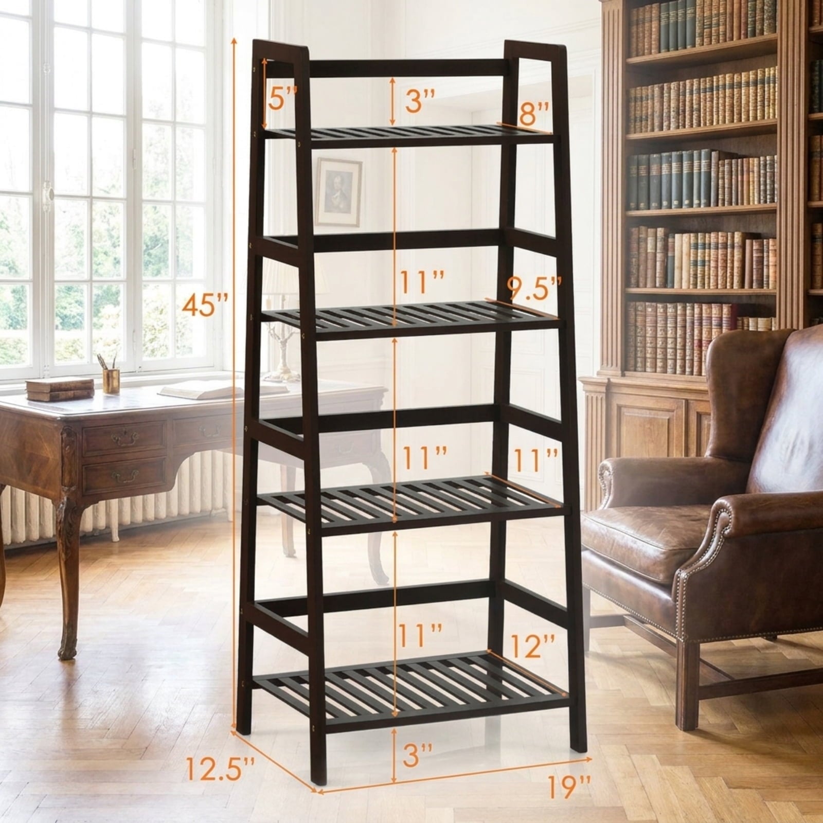 Biotree 4-Tier Bamboo Plant Rack with Guardrails Stable and Space-Saving for Indoor Outdoor Patio Balcony Garden, Brown
