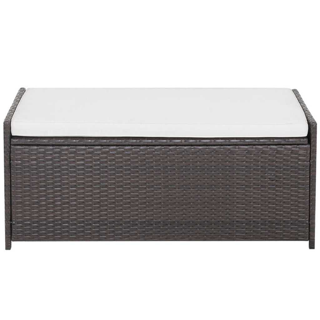 Biotree 34 Gallon Patio Storage Bench with Seat Cushion and Zippered Liner Outdoor Waterproof for Patio Deck Garden Cushions, Brown