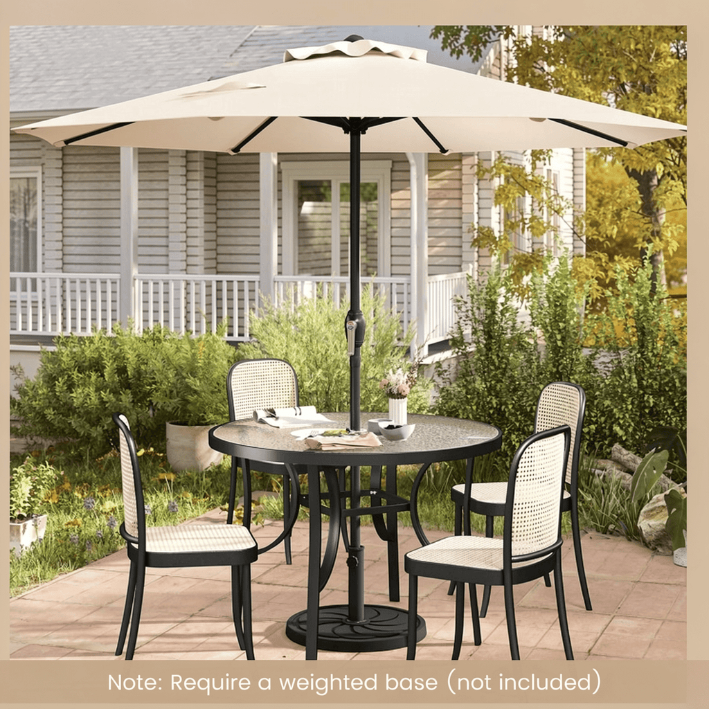 Biotree Outdoor Heavy Duty Market Umbrella with Crank Handle and 8 Sturdy Ribs-Beige - Outdoor Patio Garden Sun Shade