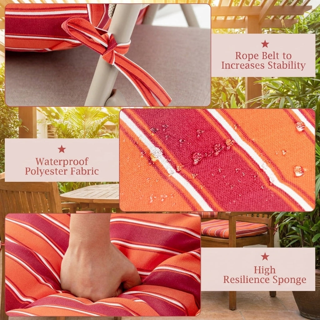 Biotree 22 X 44 Inch Tufted Outdoor Patio Chair Seating Pad Comfortable Patio Chair Cushion PadRed