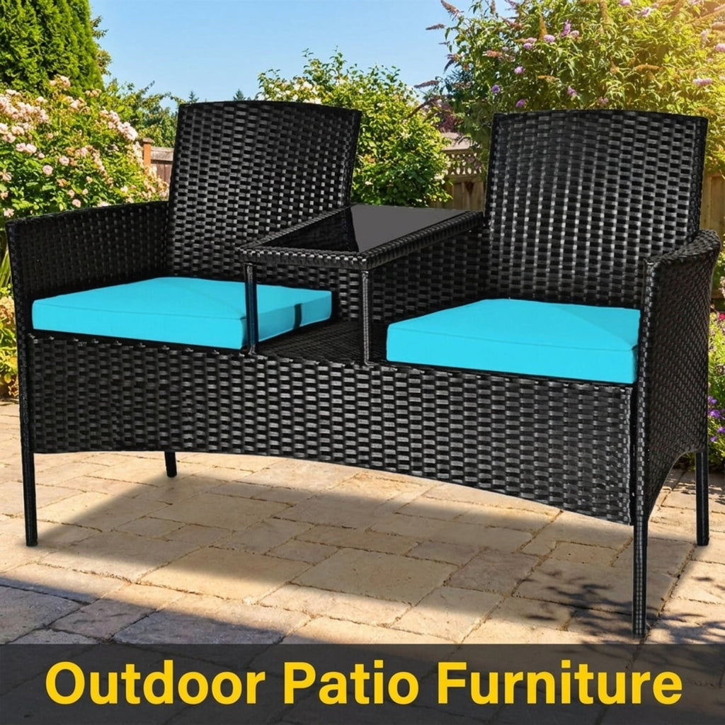 Biotree Patio Rattan Lounge Chair Back Adjustable Chaise Recliner with Cushioned Stackable Patio Chair for Garden BackyardTurquoise