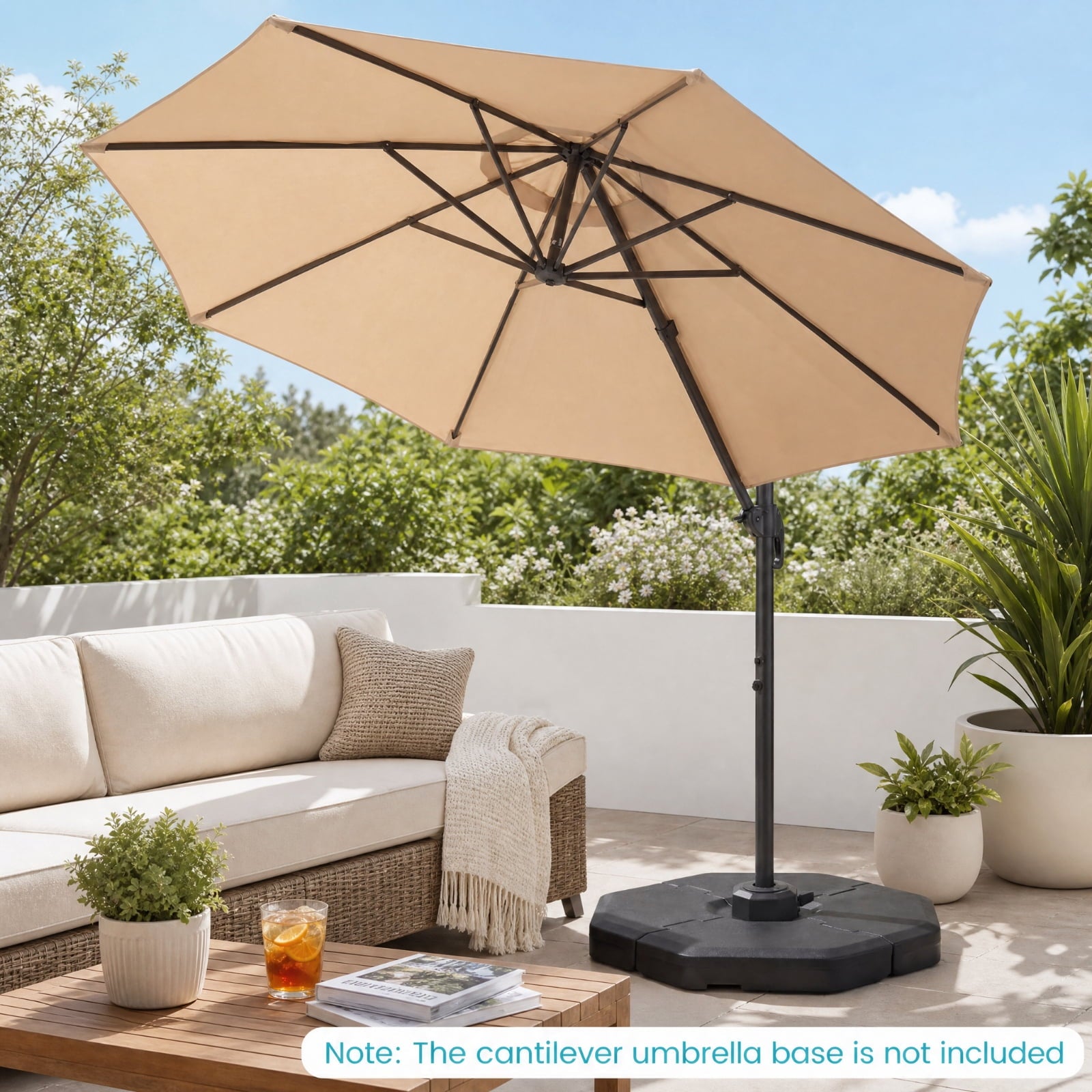 Biotree 4-Piece Fillable Cantilever Umbrella Base Weight, 41 x 41 Inch for Patio, Garden and Poolside, Black