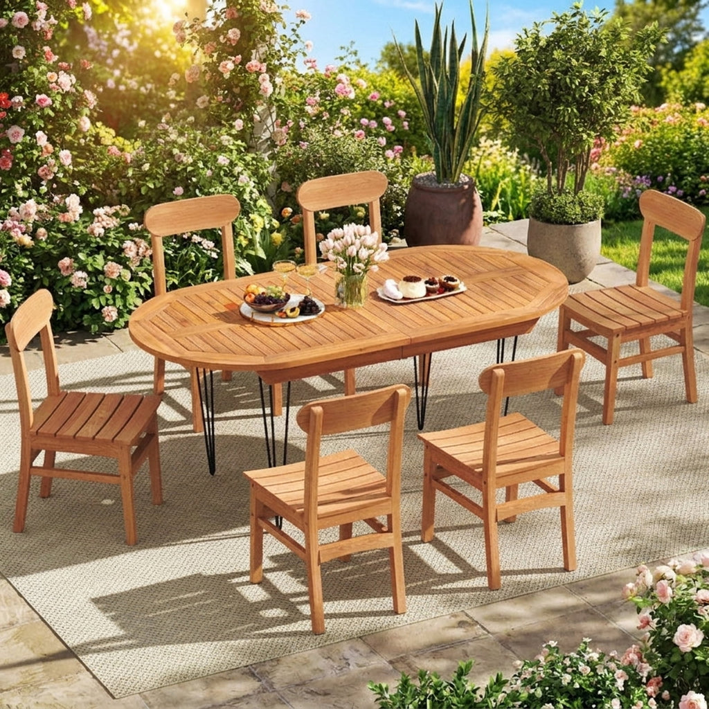 Biotree Patio Teak Wood Chair Armless Dining Chair with Slatted Seat Stackable Patio Chair for Garden BackyardNatural