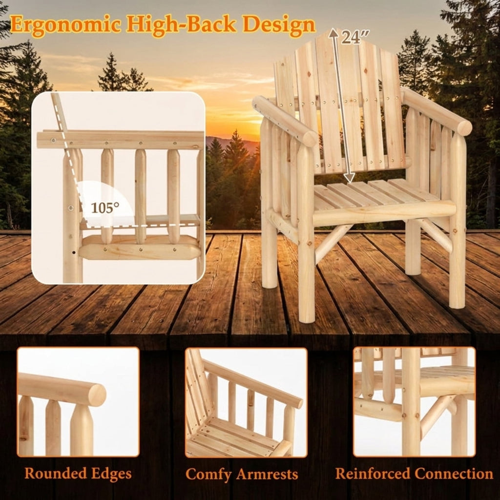 Biotree Outdoor Wood Armchair Wooden Patio Dining Chair with Armrests Stackable Patio Chair for Garden BackyardNatural