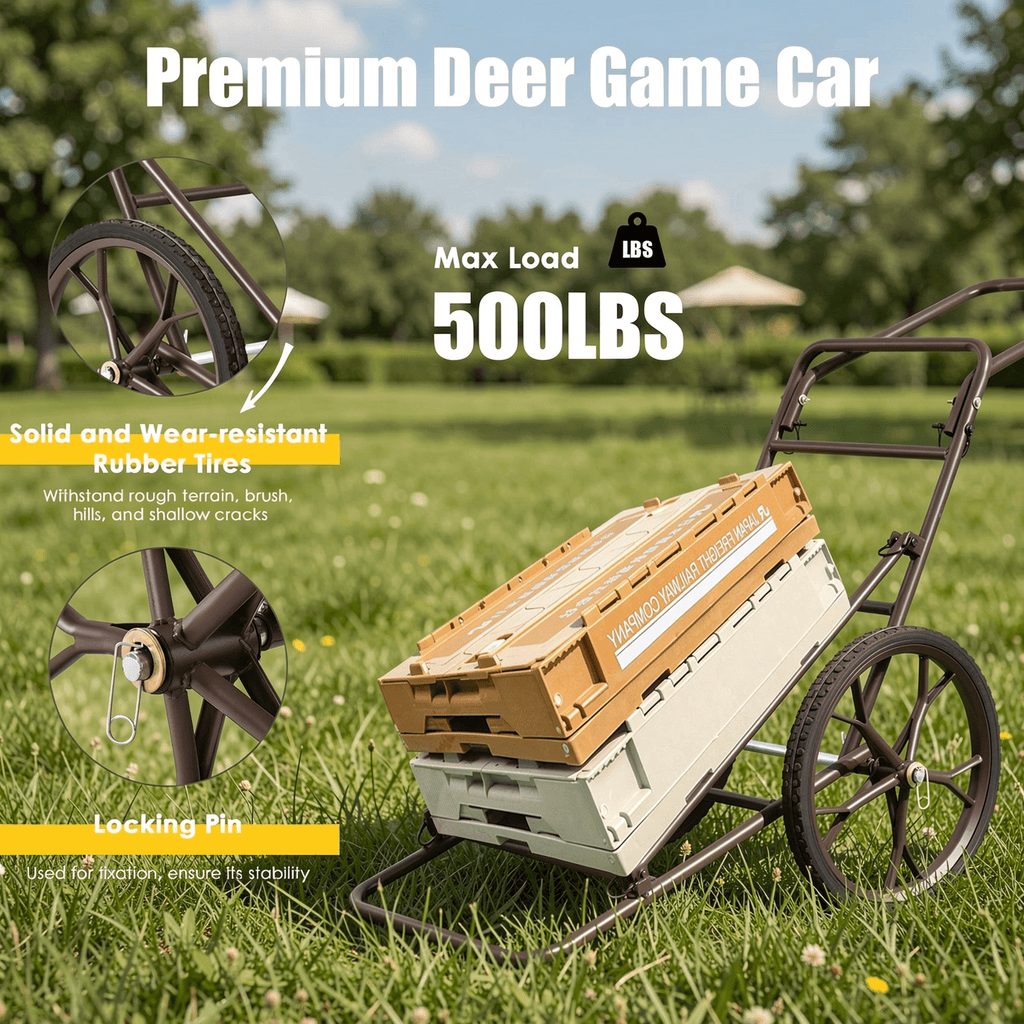 Biotree Larger Capacity Folding Deer Game Cart with Wheels Heavy Duty Hunting Cart for Hauling Deer Elk Game, Camouflage