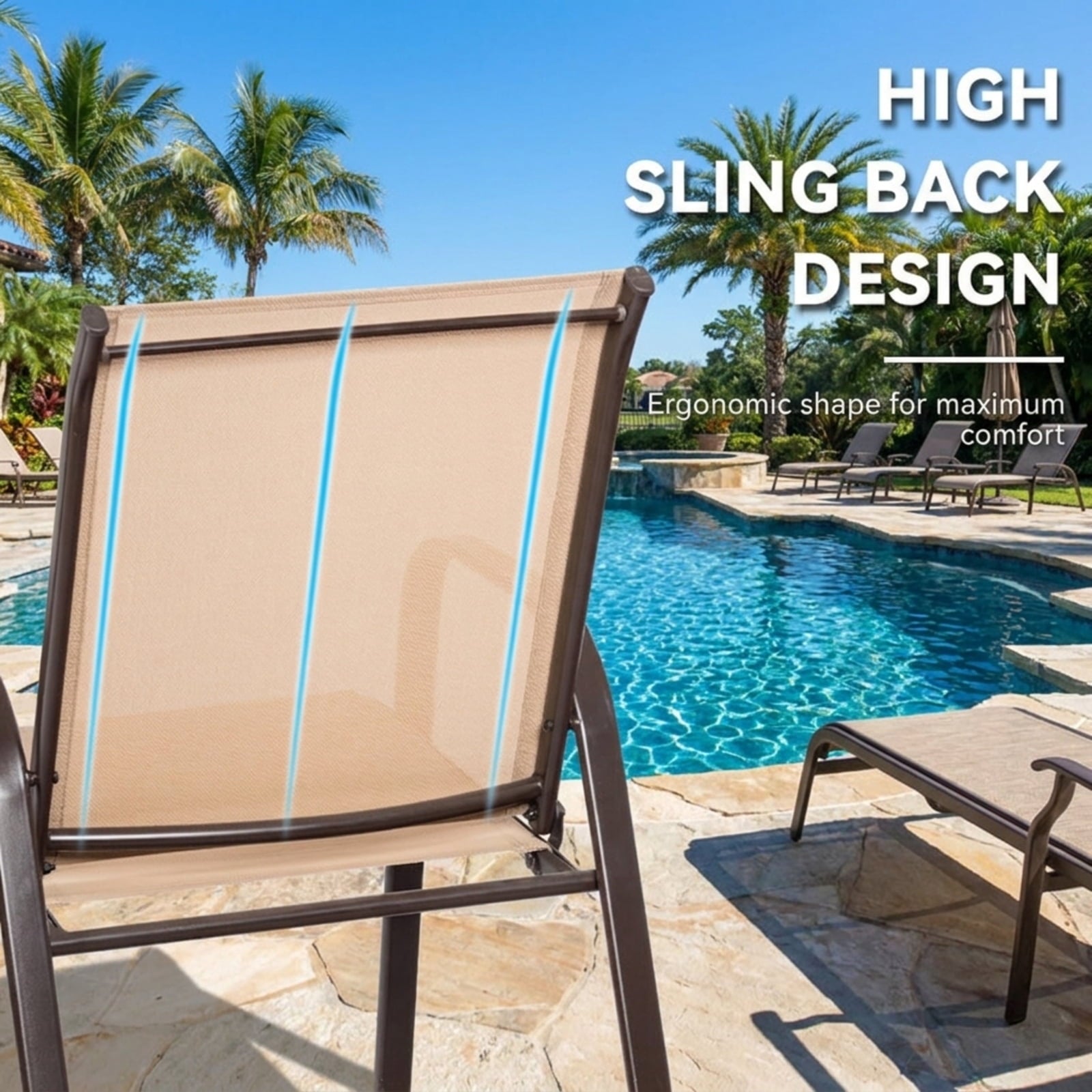 Biotree 2 Pcs Patio Chairs Outdoor Dining Chair with Armrest Stackable Patio Chair for Garden BackyardBeige