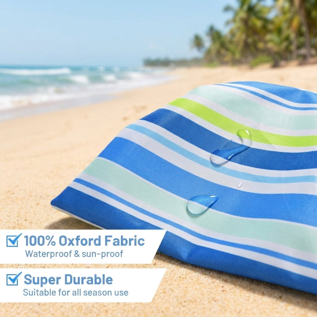 Biotree 8.0 ft Portable Beach Umbrella with Carrying Bag, 16 Ribs, Sand Tilt Mechanism - Blue for Backyard