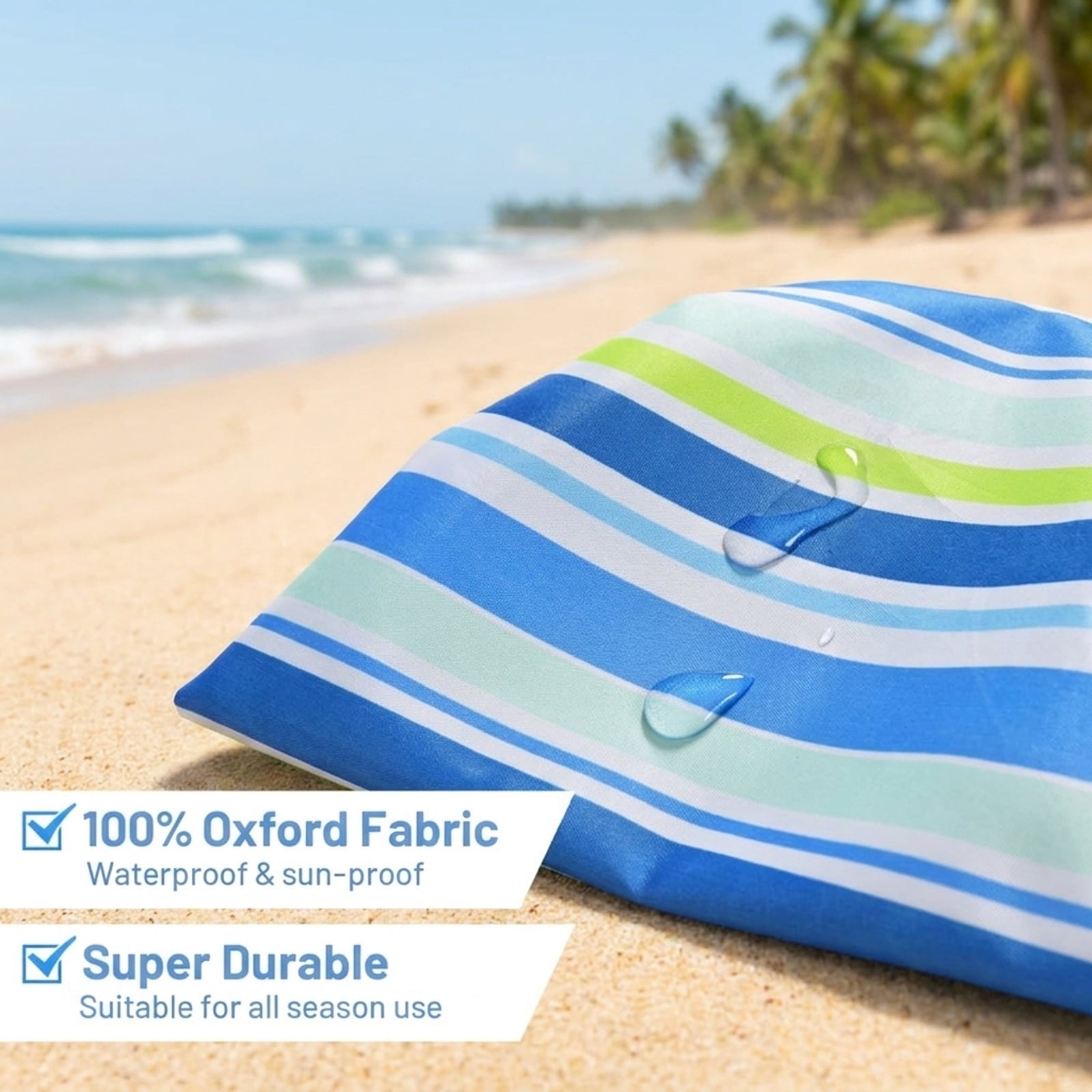 Biotree 8.0 ft Portable Beach Umbrella with Carrying Bag, 16 Ribs, Sand Tilt Mechanism - Blue for Backyard