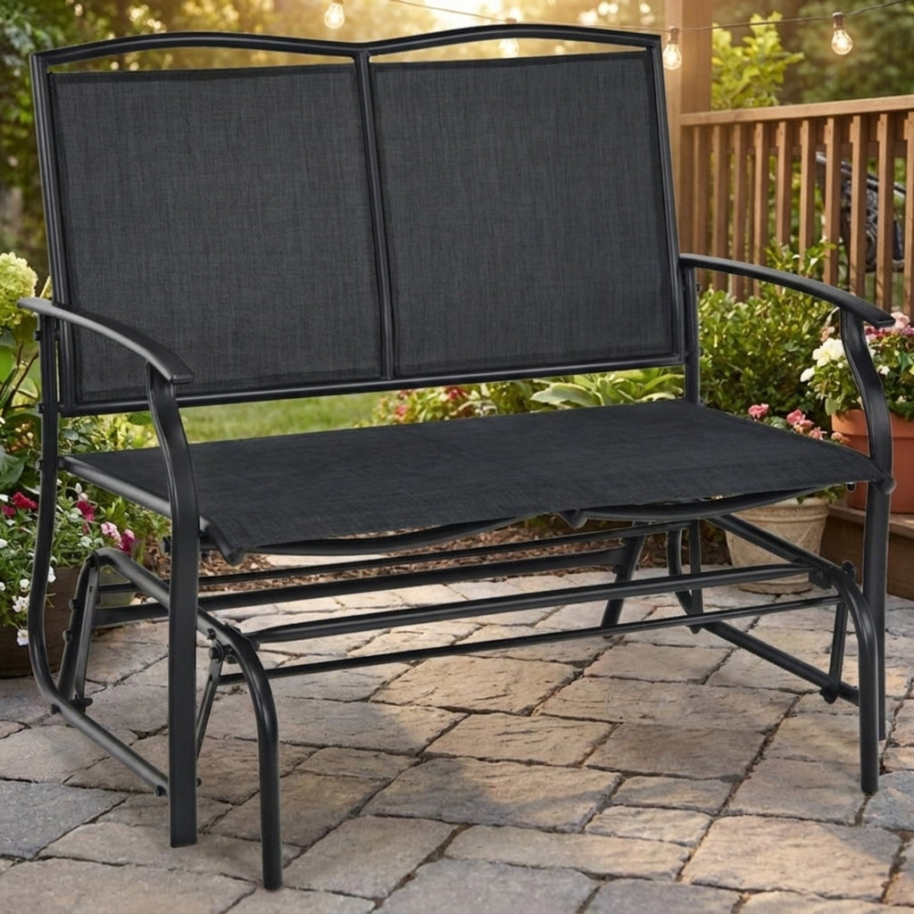 Biotree Iron Patio Rocking Chair for Outdoor Backyard and Lawn Stackable Patio Chair for Garden BackyardBlack