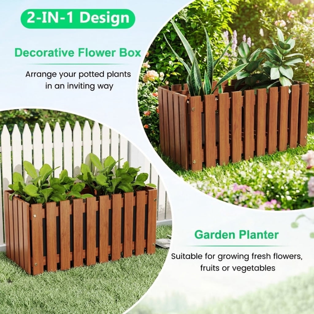 Biotree Solid Wood Raised Garden Bed for Flower and Vegetable - Outdoor Backyard Patio Garden Planting