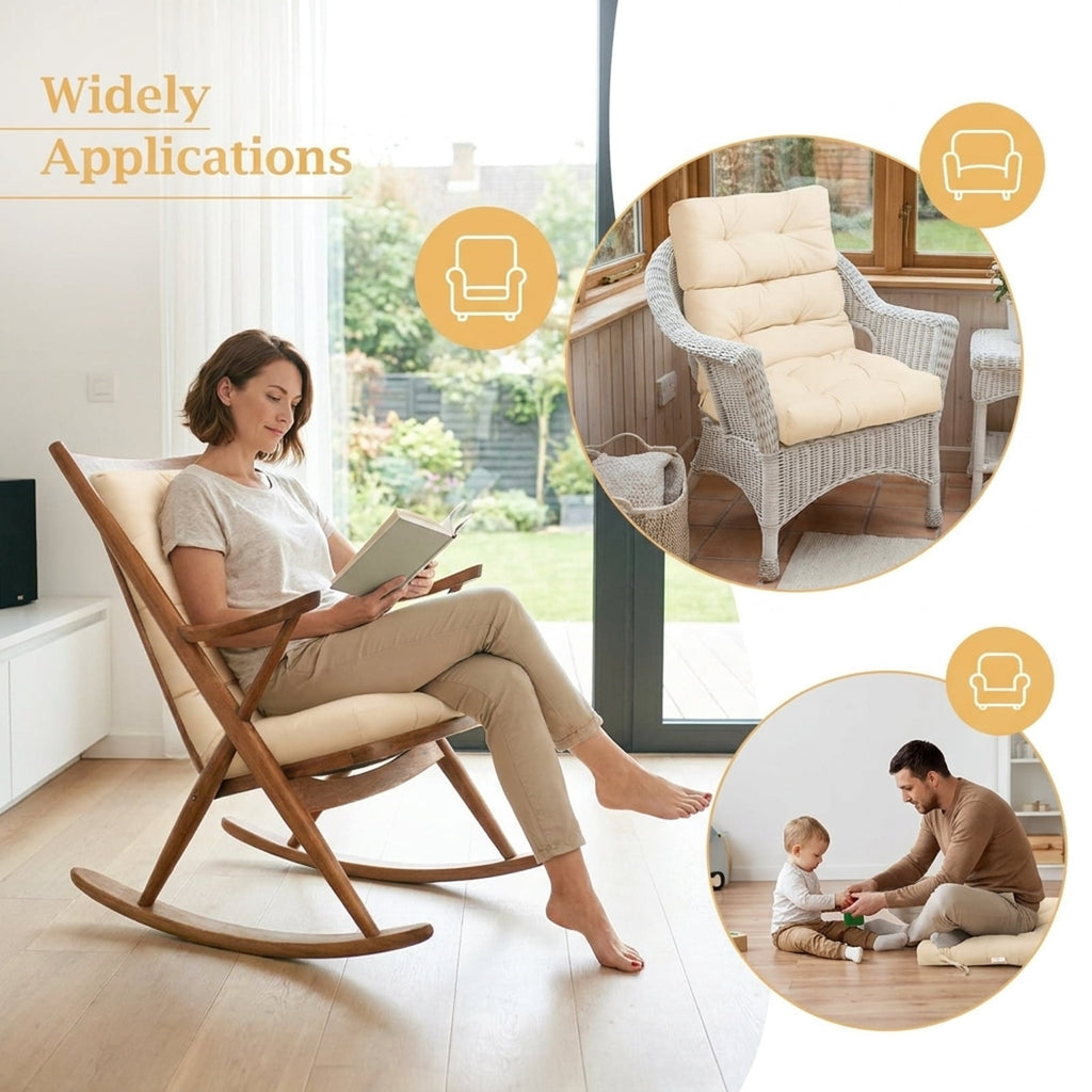 Biotree 22 X 44 Inch Tufted Outdoor Patio Chair Seating Pad Comfortable Patio Chair Cushion PadBeige